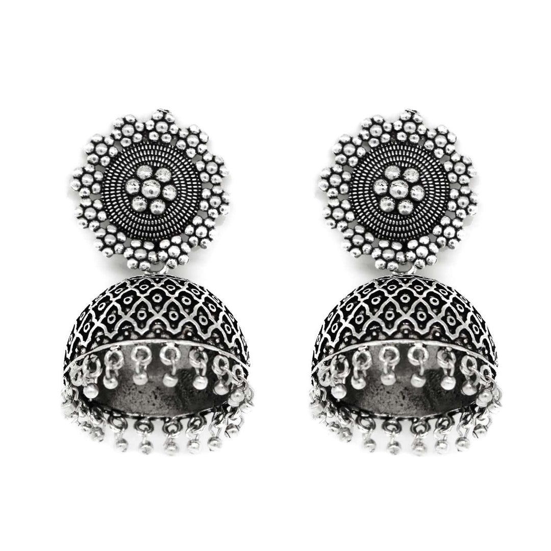 Ishani Silver Oxidized Jhumki - Joker & Witch