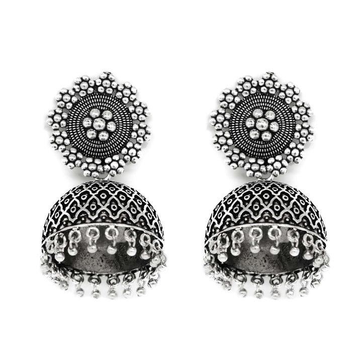 Ishani Silver Oxidized Jhumki - Joker & Witch