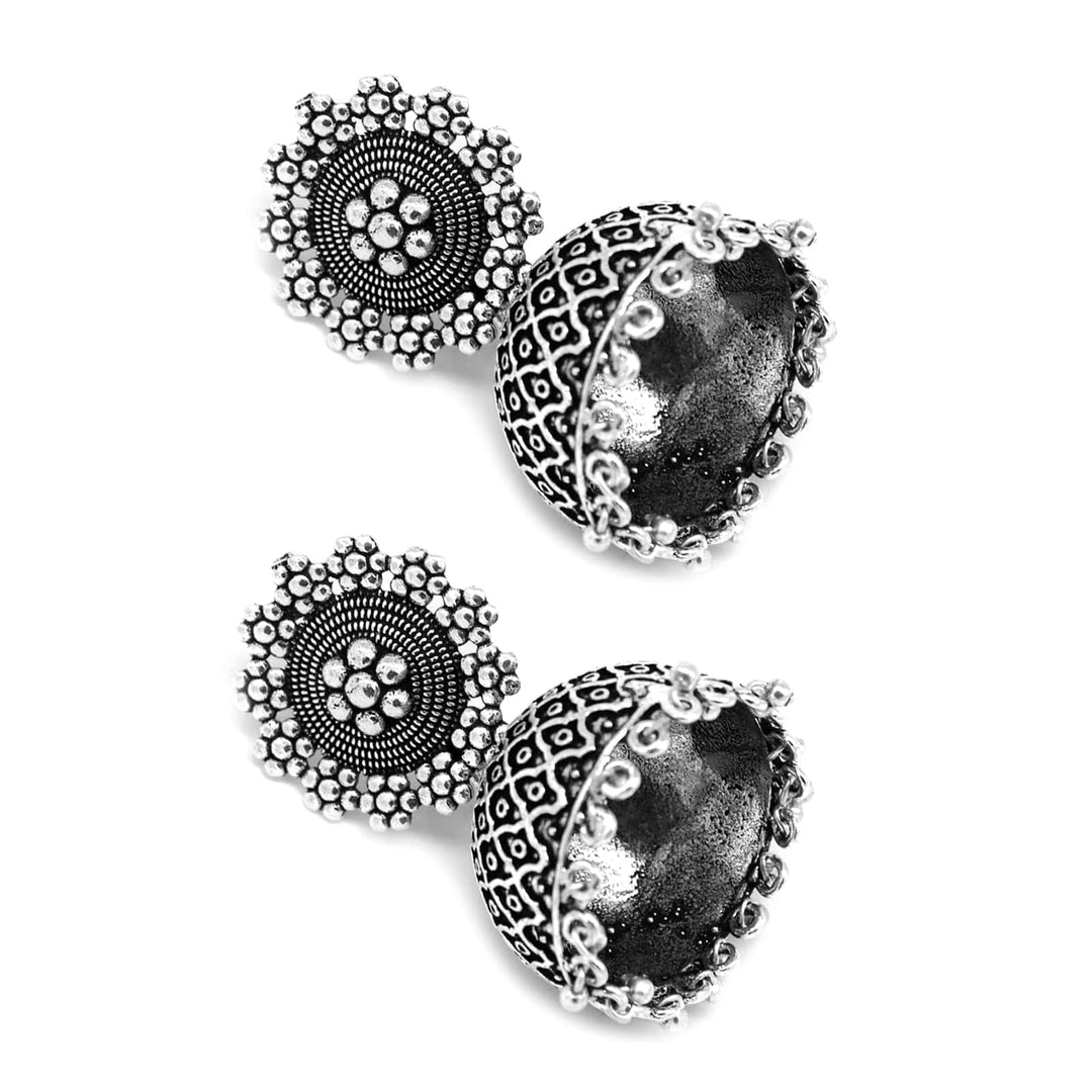 Ishani Silver Oxidized Jhumki - Joker & Witch