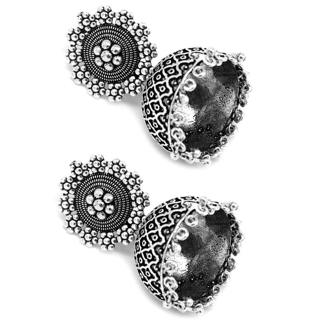 Ishani Silver Oxidized Jhumki - Joker & Witch