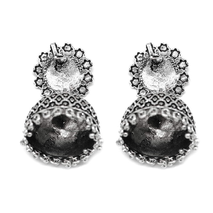 Ishani Silver Oxidized Jhumki - Joker & Witch