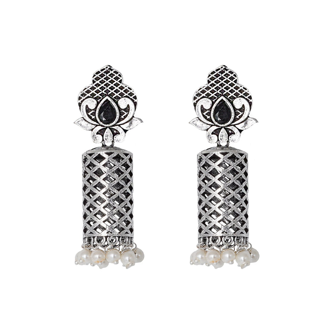 Teejh Akshara Silver Oxidised Earrings