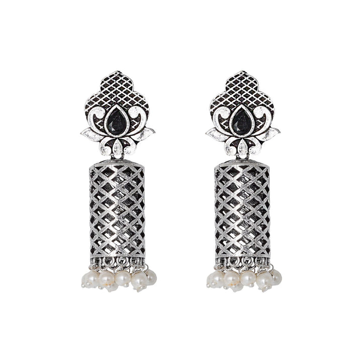 Teejh Akshara Silver Oxidised Earrings