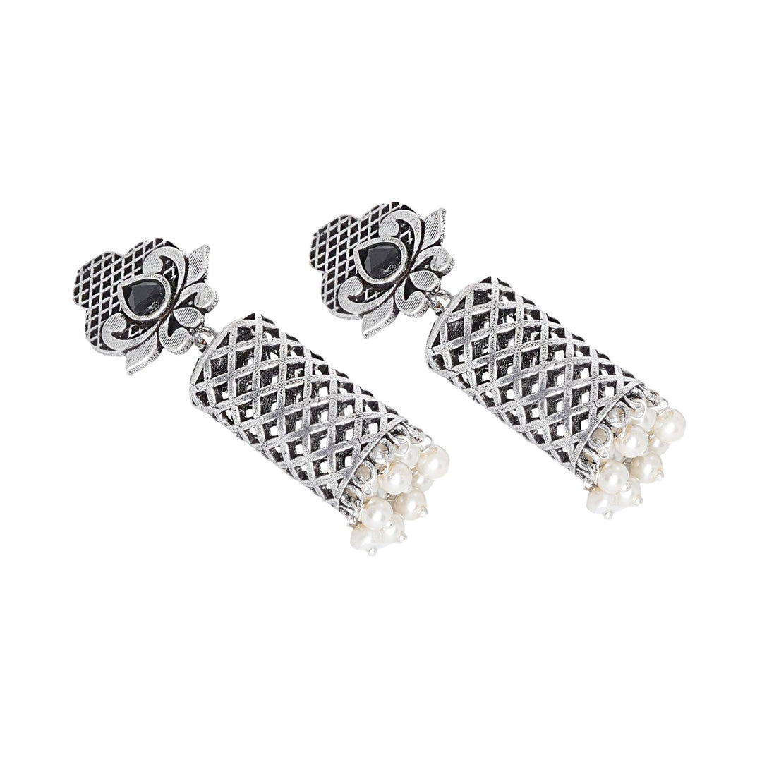 Teejh Akshara Silver Oxidised Earrings