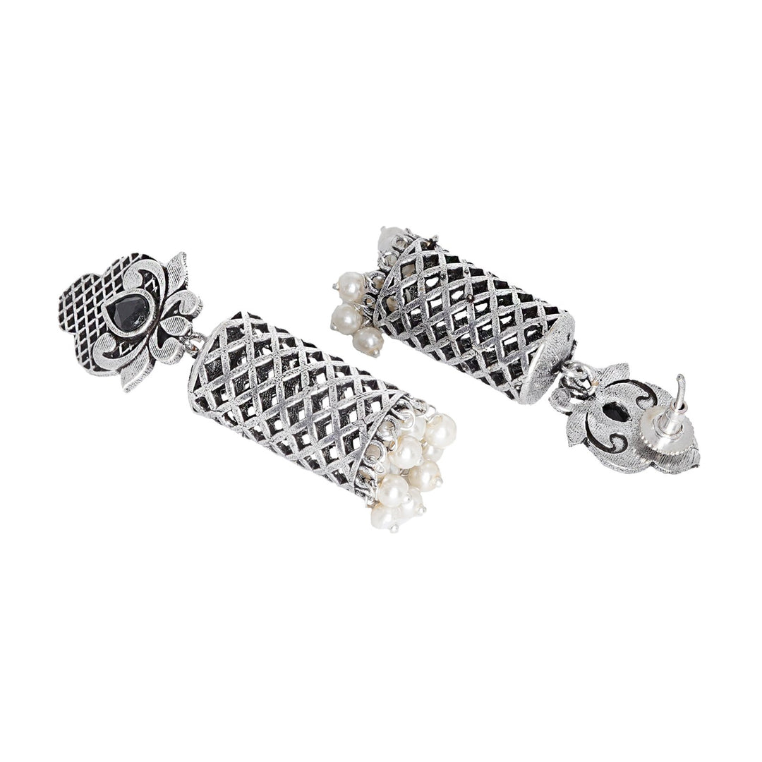 Teejh Akshara Silver Oxidised Earrings