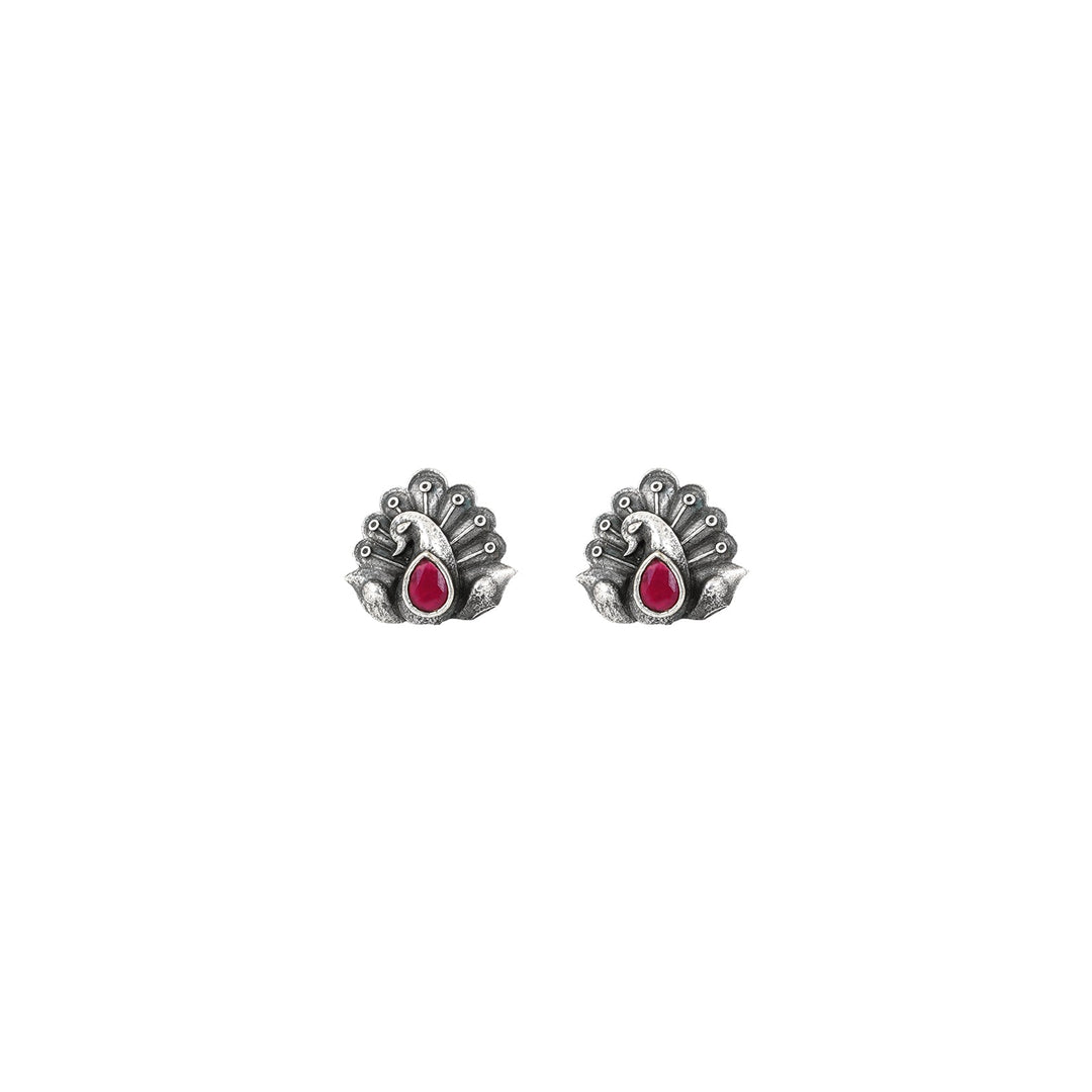 Teejh Indira Peacock Silver Oxidised Toe Rings
