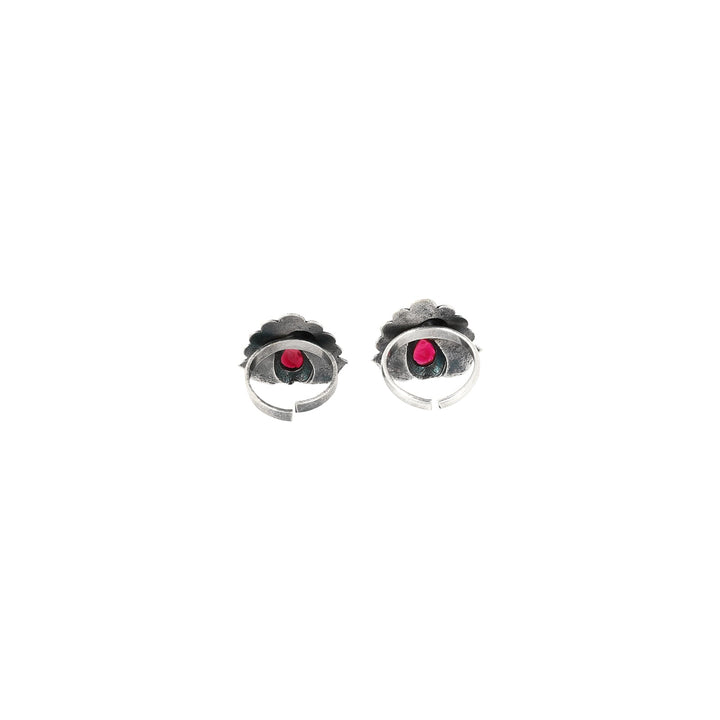 Teejh Indira Peacock Silver Oxidised Toe Rings