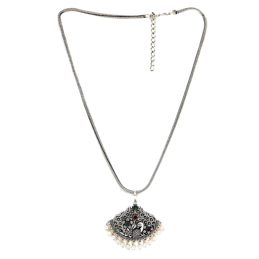Pavaki Multi Colored Silver Oxidized  Pendant Set - Joker & Witch