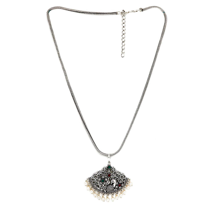 Pavaki Multi Colored Silver Oxidized  Pendant Set - Joker & Witch