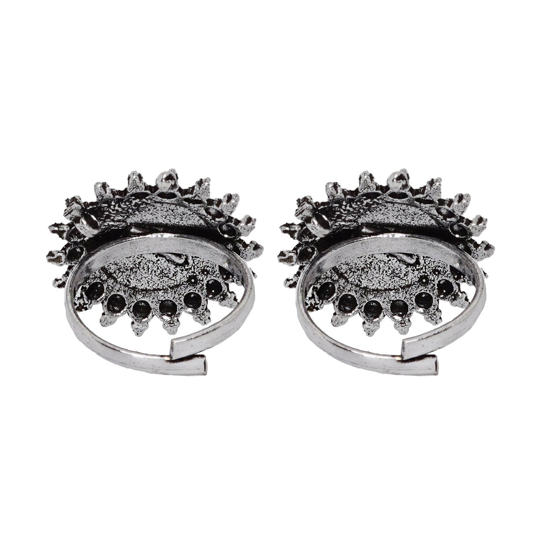 Teejh Megh Silver Oxidised  Toe Rings