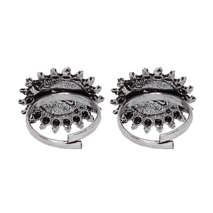 Teejh Megh Silver Oxidised  Toe Rings