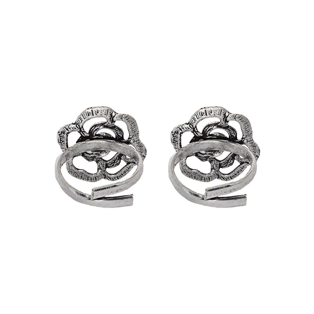 Teejh Akhila Silver Oxidised Toe Rings