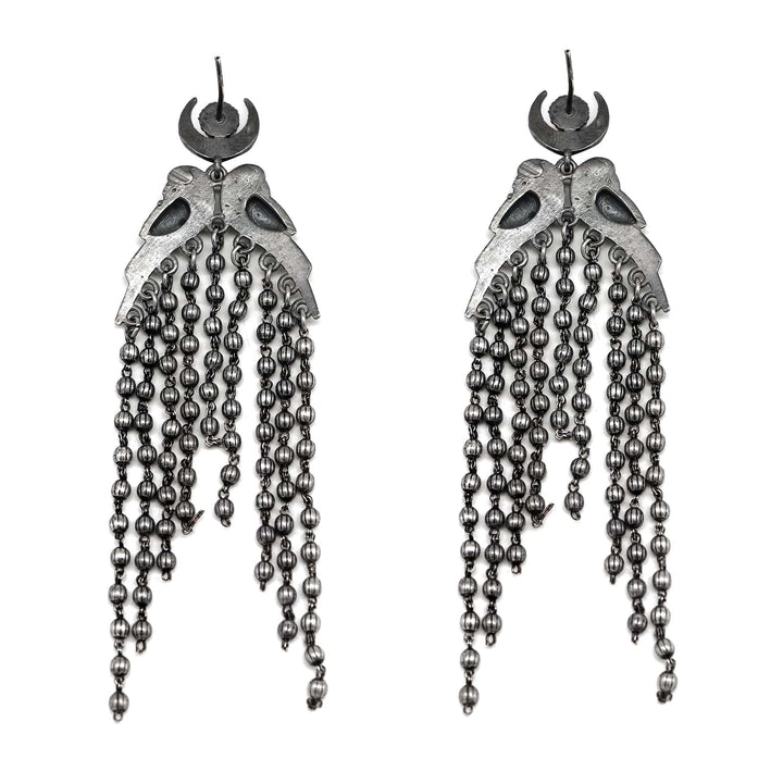 Shatakshi Peacock Silver Oxidized Earrings - Joker & Witch