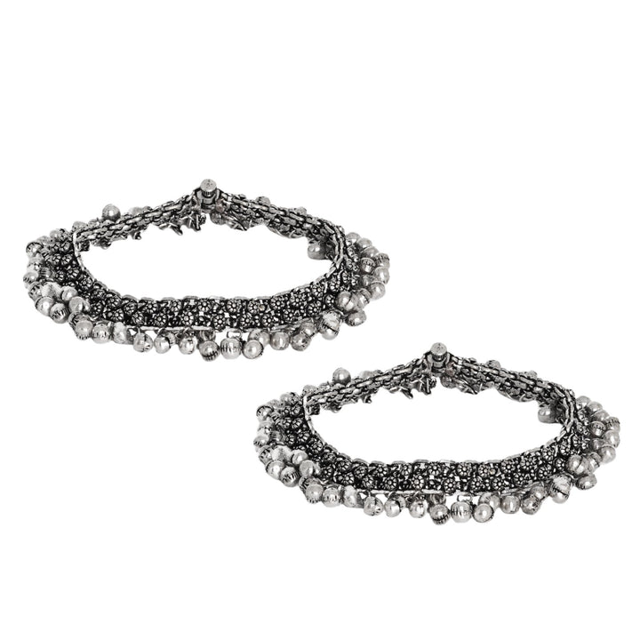 Teejh Raashika Silver oxidised Anklets