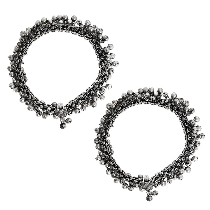 Teejh Raashika Silver oxidised Anklets