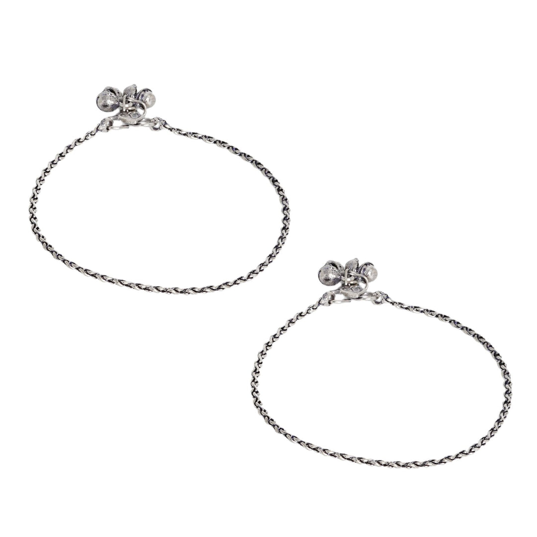 Teejh Kuvira Silver Oxidised Anklets