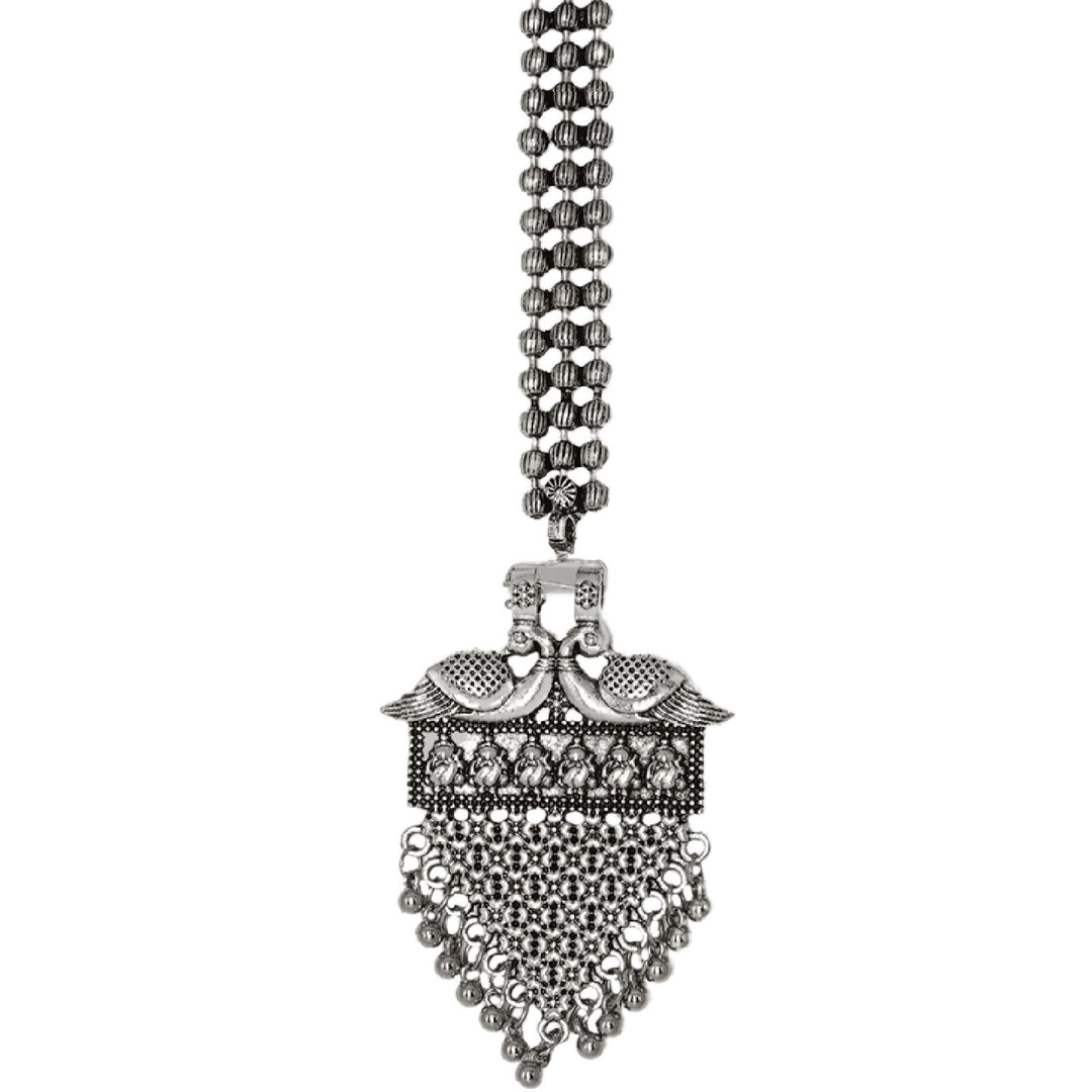 Teejh Aadhila Silver Oxidised Maang Tikka
