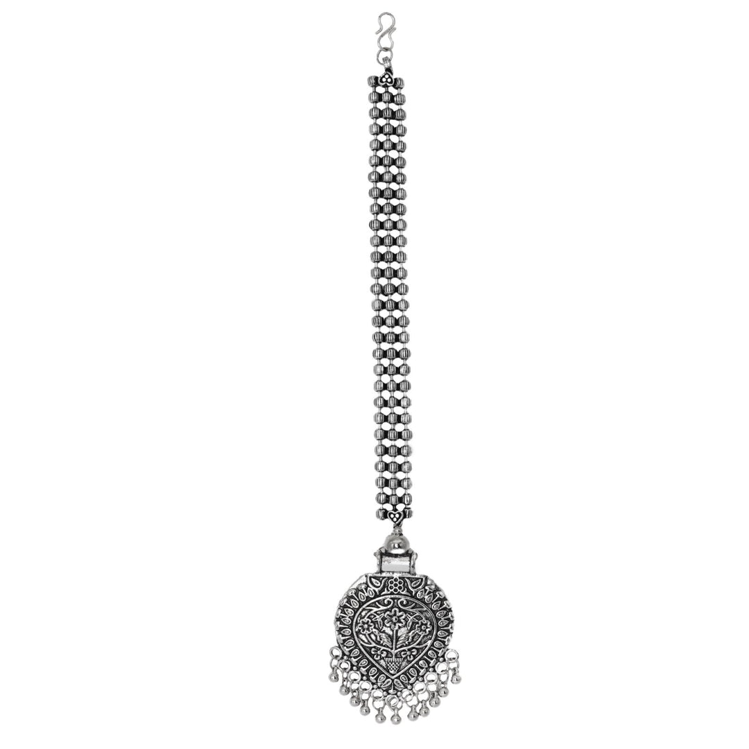 Teejh Adeela Silver Oxidised Maang Tika
