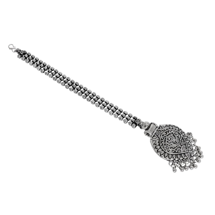 Teejh Adeela Silver Oxidised Maang Tika
