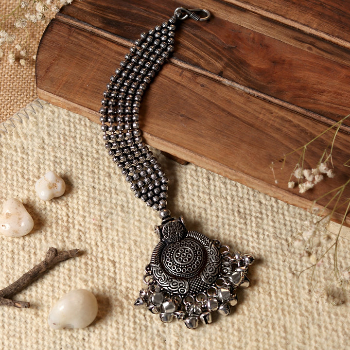 Teejh Safura Silver Oxidised Maang Tika