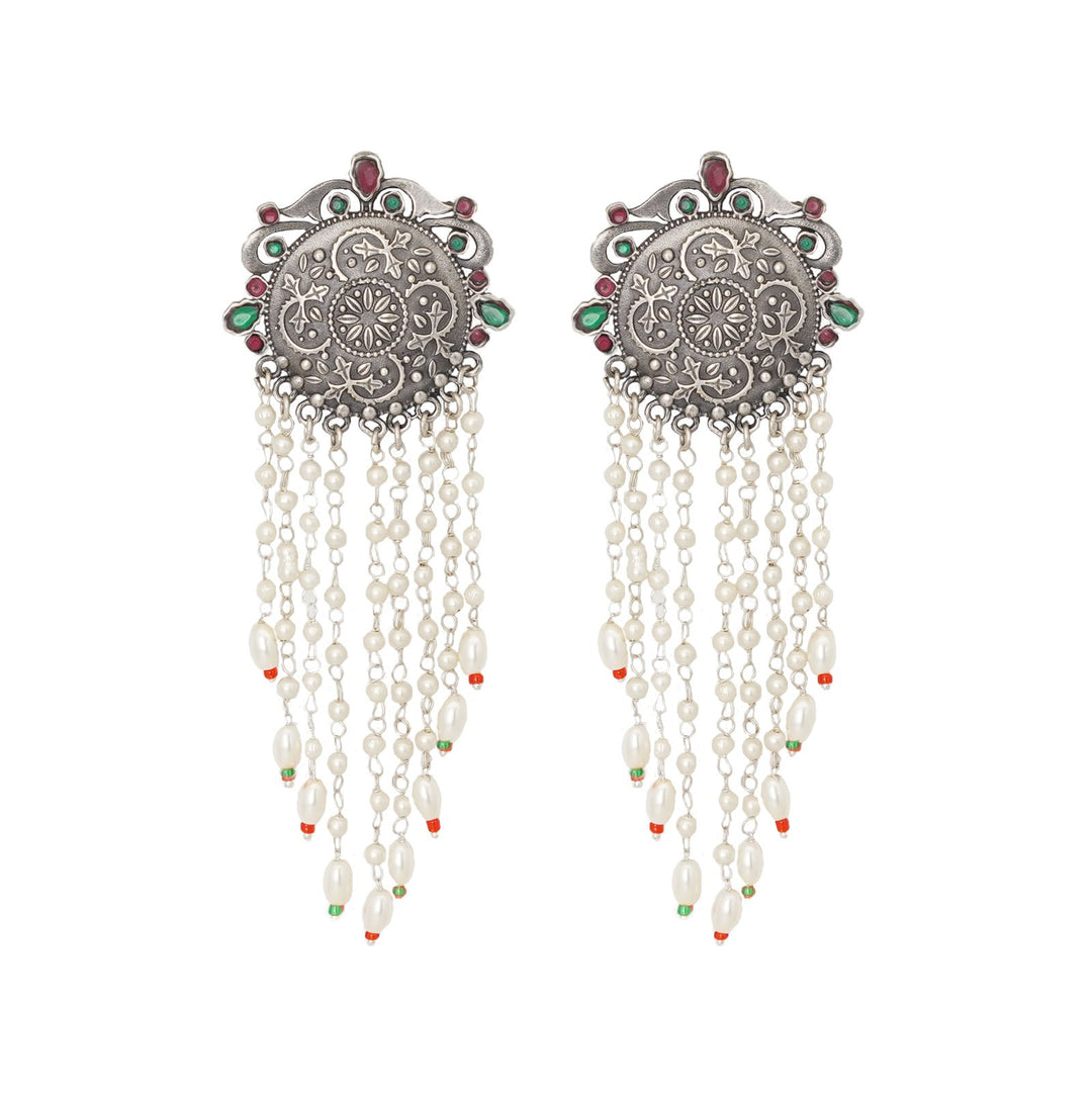 Teejh Sayali Silver Oxidised Multicolor Earrings