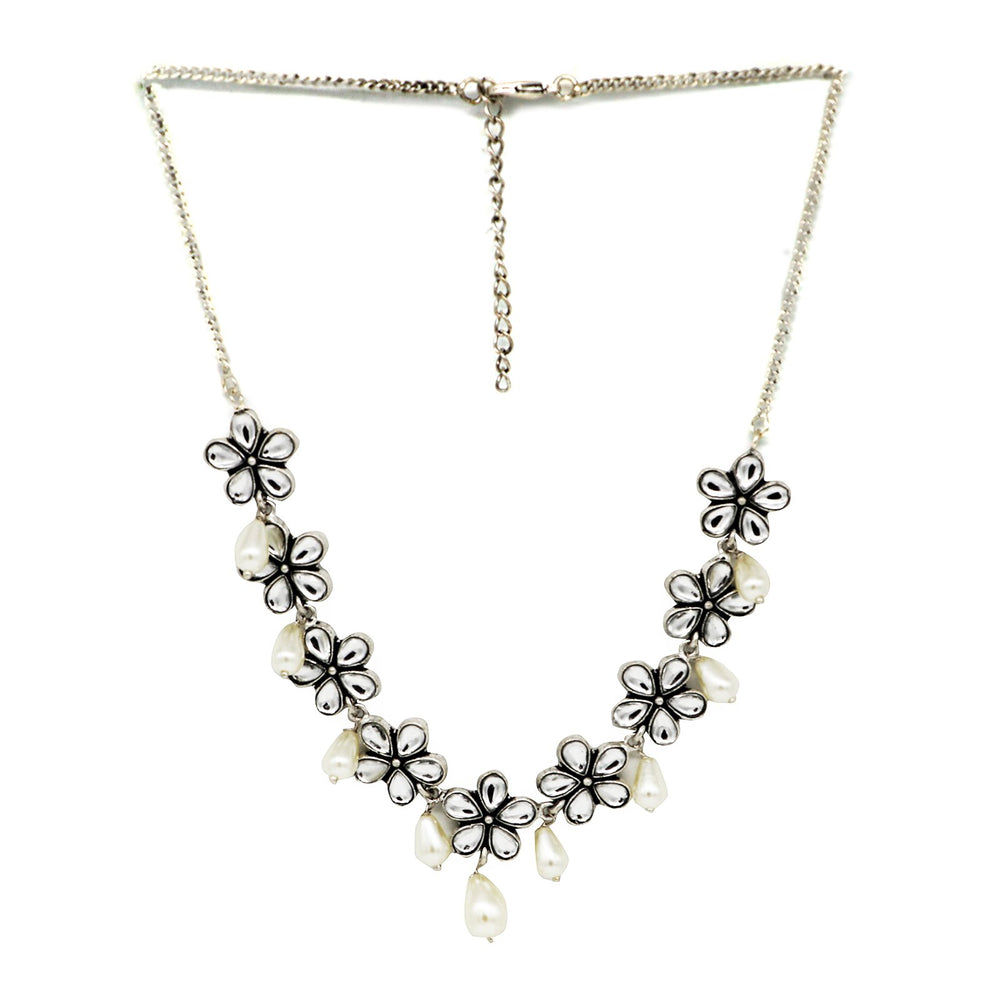 Teejh Sitaara polki stone silver oxidized jewellery gift set - Teejh