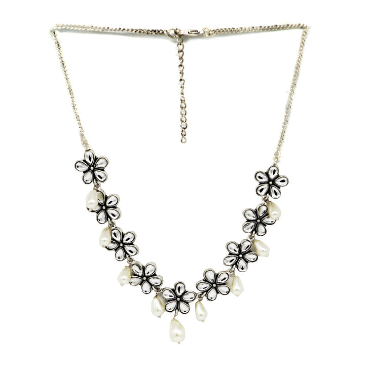 Teejh Sitaara polki stone silver oxidized jewellery gift set - Teejh