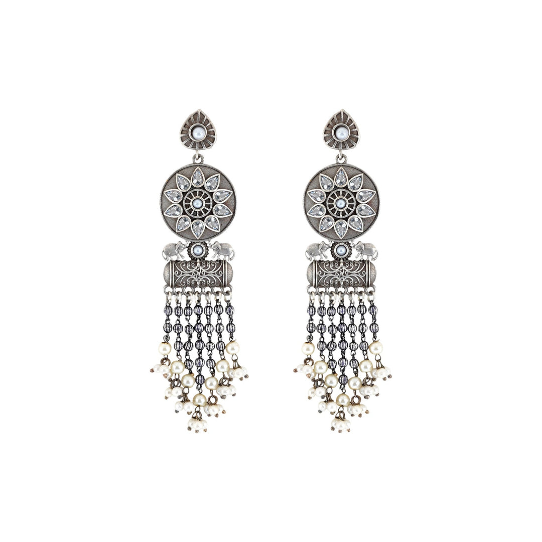 Teejh Gahez White Silver Oxidised Earrings