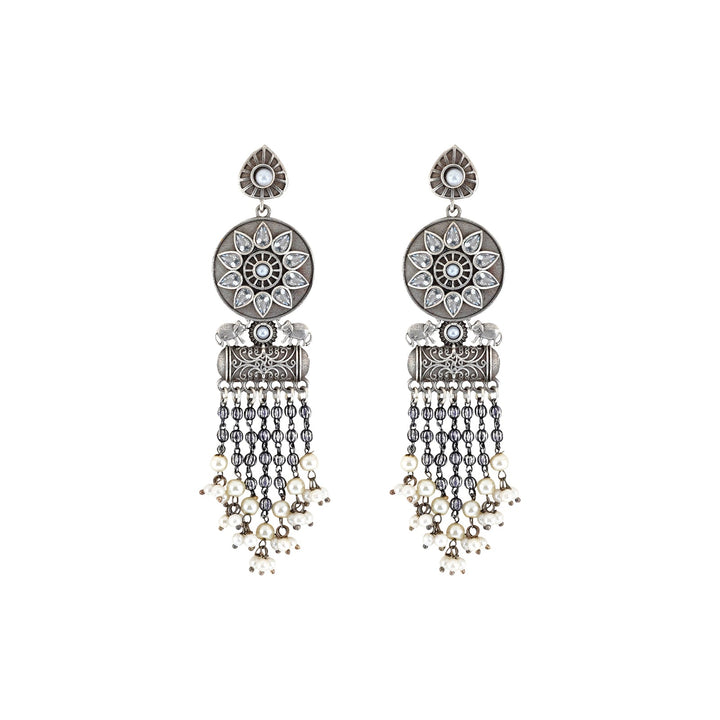 Teejh Gahez White Silver Oxidised Earrings