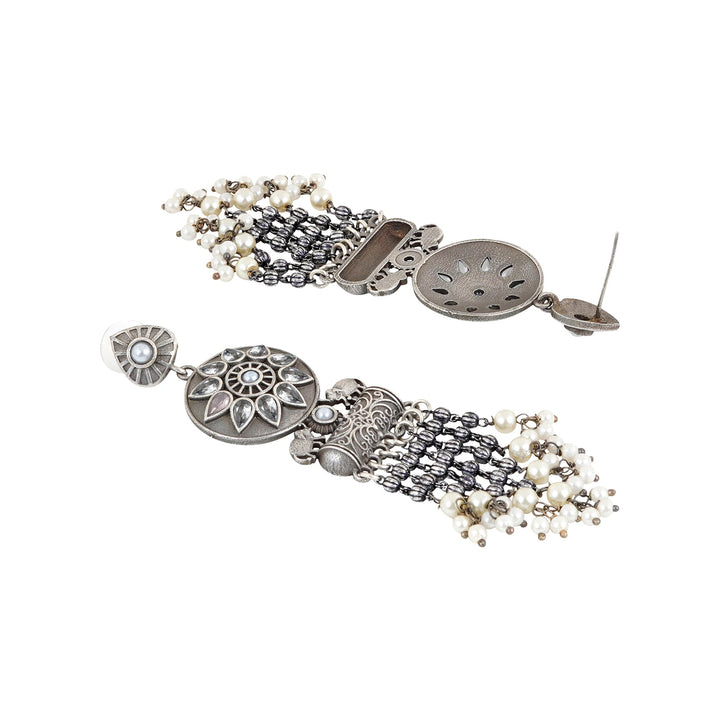 Teejh Gahez White Silver Oxidised Earrings