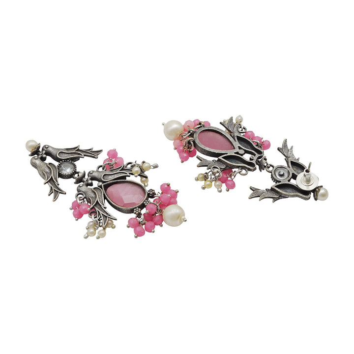 Teejh Shyala Pink and Silver Oxidised Earring