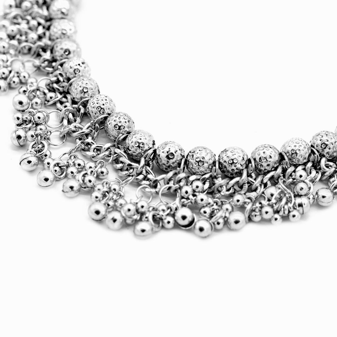 Bodhi  Silver Oxidized Gungroo Necklace - Joker & Witch