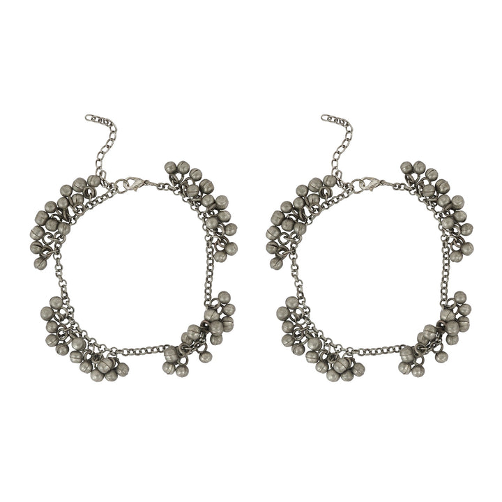 Teejh Nazreen Silver Oxidised Ghungroo Anklet