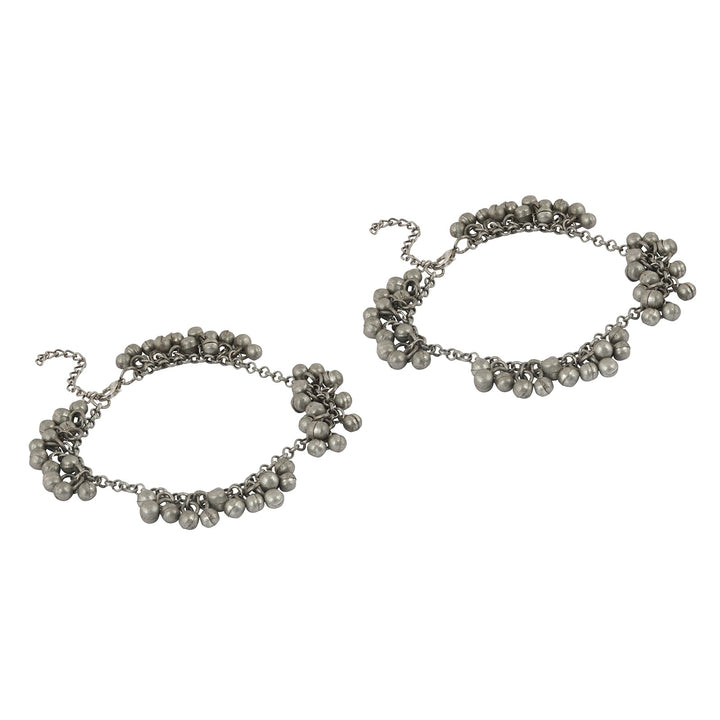 Teejh Nazreen Silver Oxidised Ghungroo Anklet