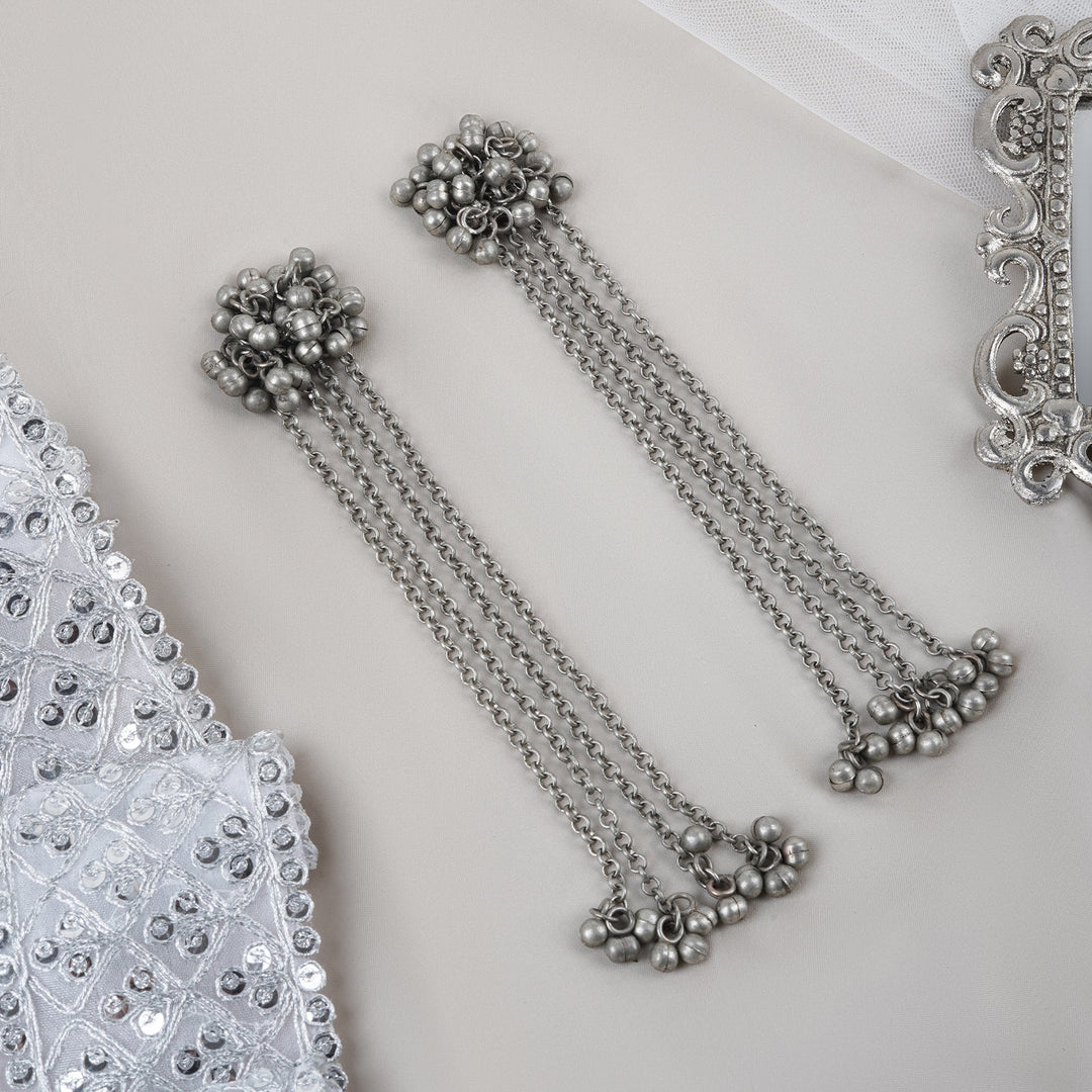 Teejh Khurmi Silver Oxidised Ghungroo Earring