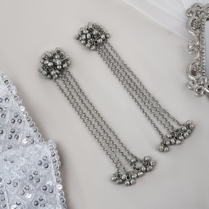 Teejh Khurmi Silver Oxidised Ghungroo Earring