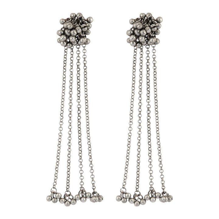 Teejh Khurmi Silver Oxidised Ghungroo Earring
