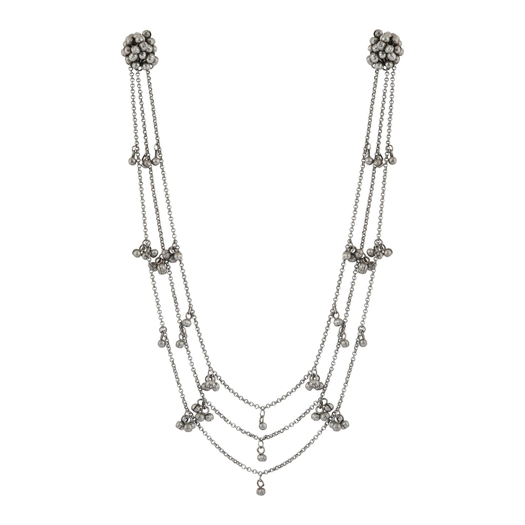 Teejh Nazaha Silver Oxidised Ghungroo Earring Necklace