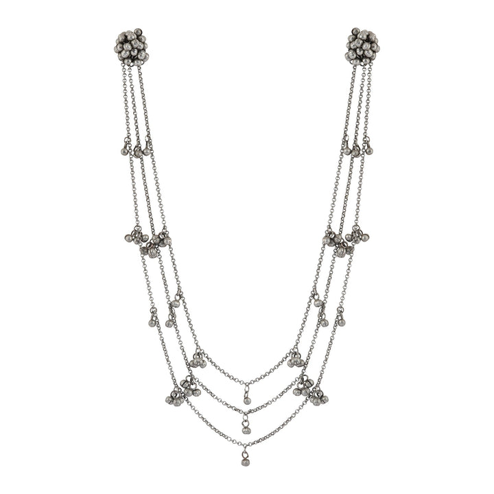 Teejh Nazaha Silver Oxidised Ghungroo Earring Necklace
