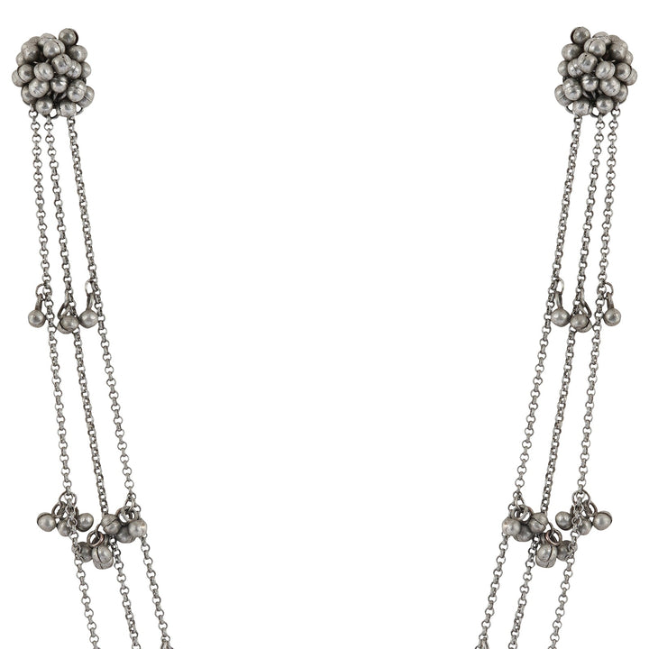 Teejh Nazaha Silver Oxidised Ghungroo Earring Necklace