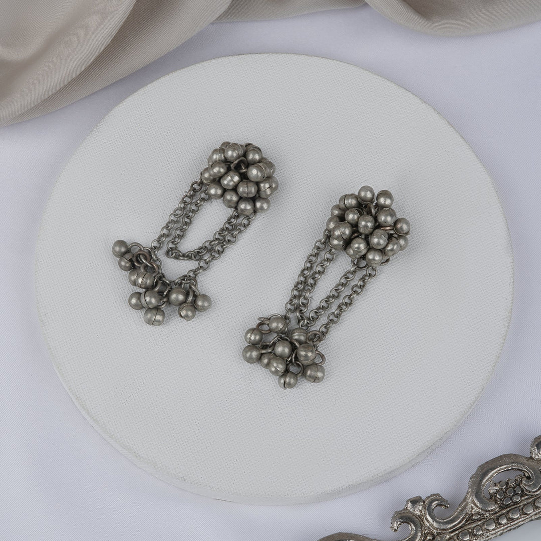 Teejh Tazkia Silver Oxidised Ghungroo Earring
