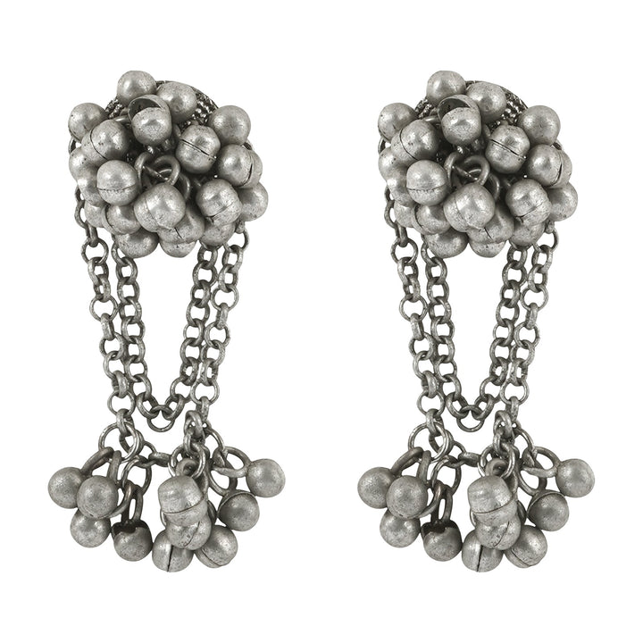 Teejh Tazkia Silver Oxidised Ghungroo Earring