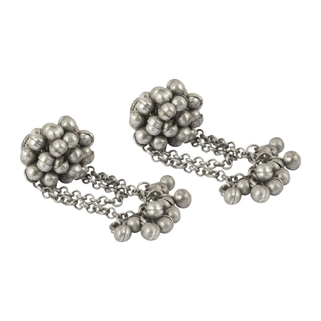 Teejh Tazkia Silver Oxidised Ghungroo Earring