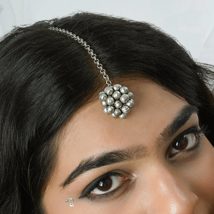 Teejh Sumi Silver Oxidised Ghungroo Maang Tikka