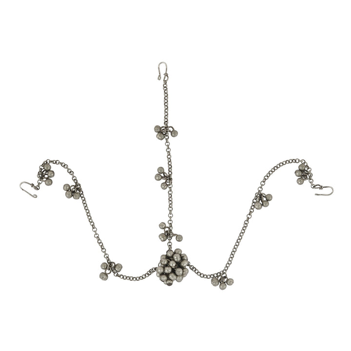 Teejh Mahira Silver Oxidised Ghungroo Maang Tikka