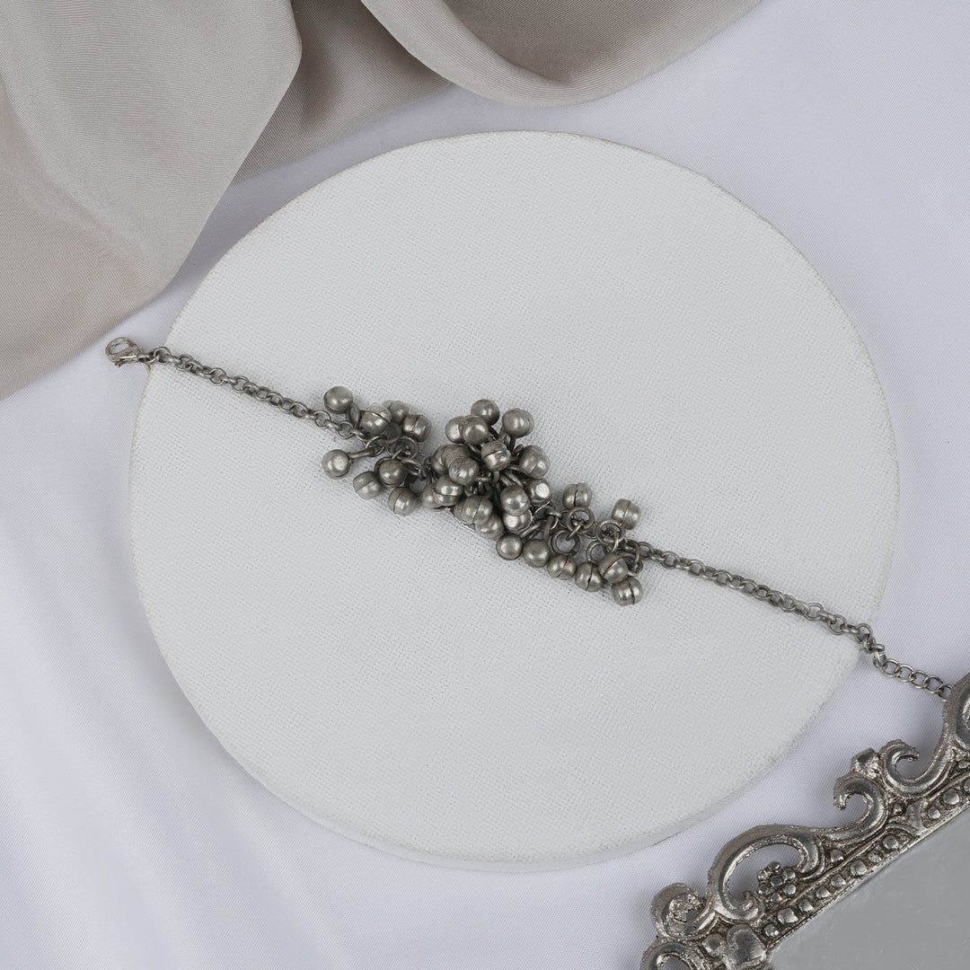 Teejh Aafrah Ghungroo Silver Oxidised Bracelet