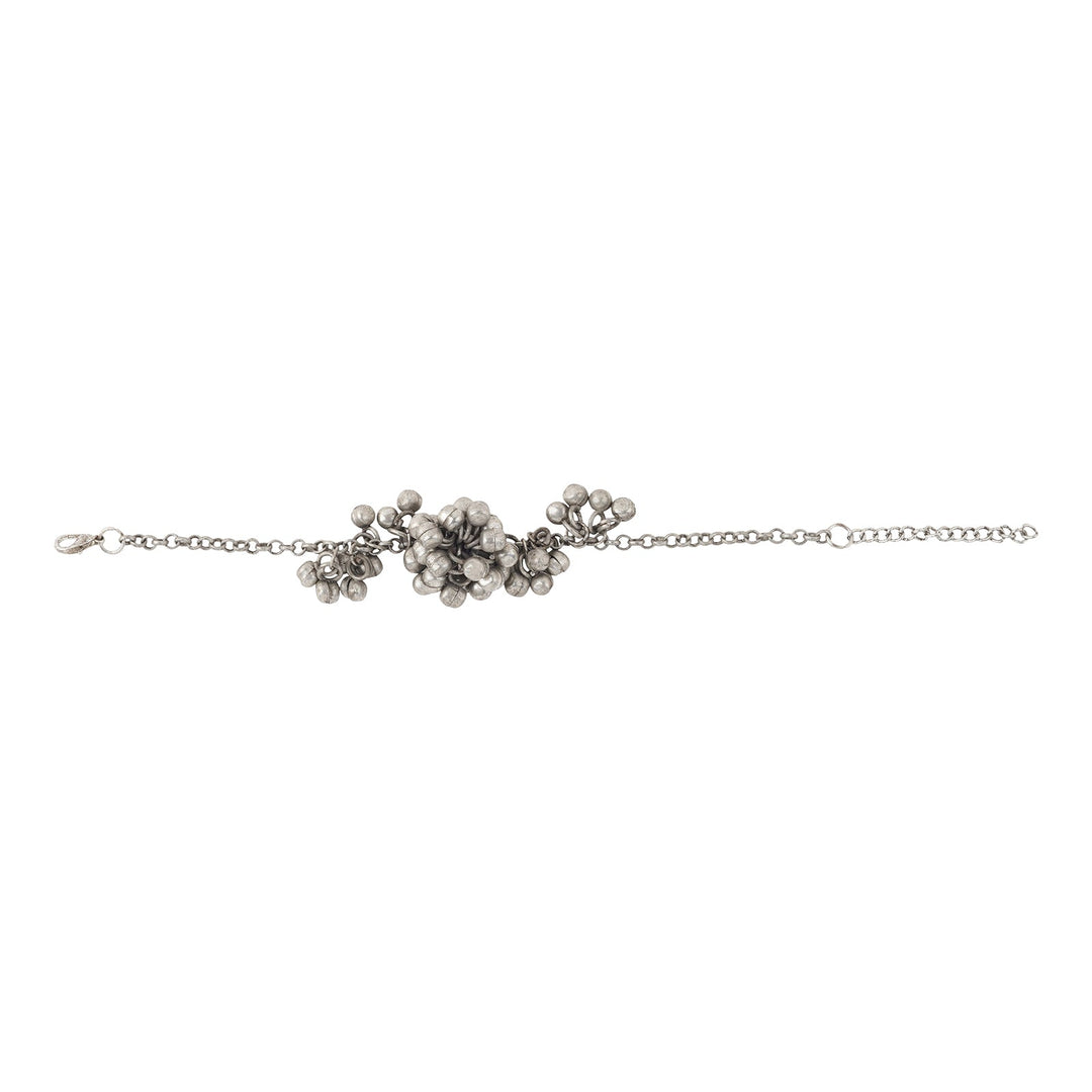 Teejh Aafrah Ghungroo Silver Oxidised Bracelet