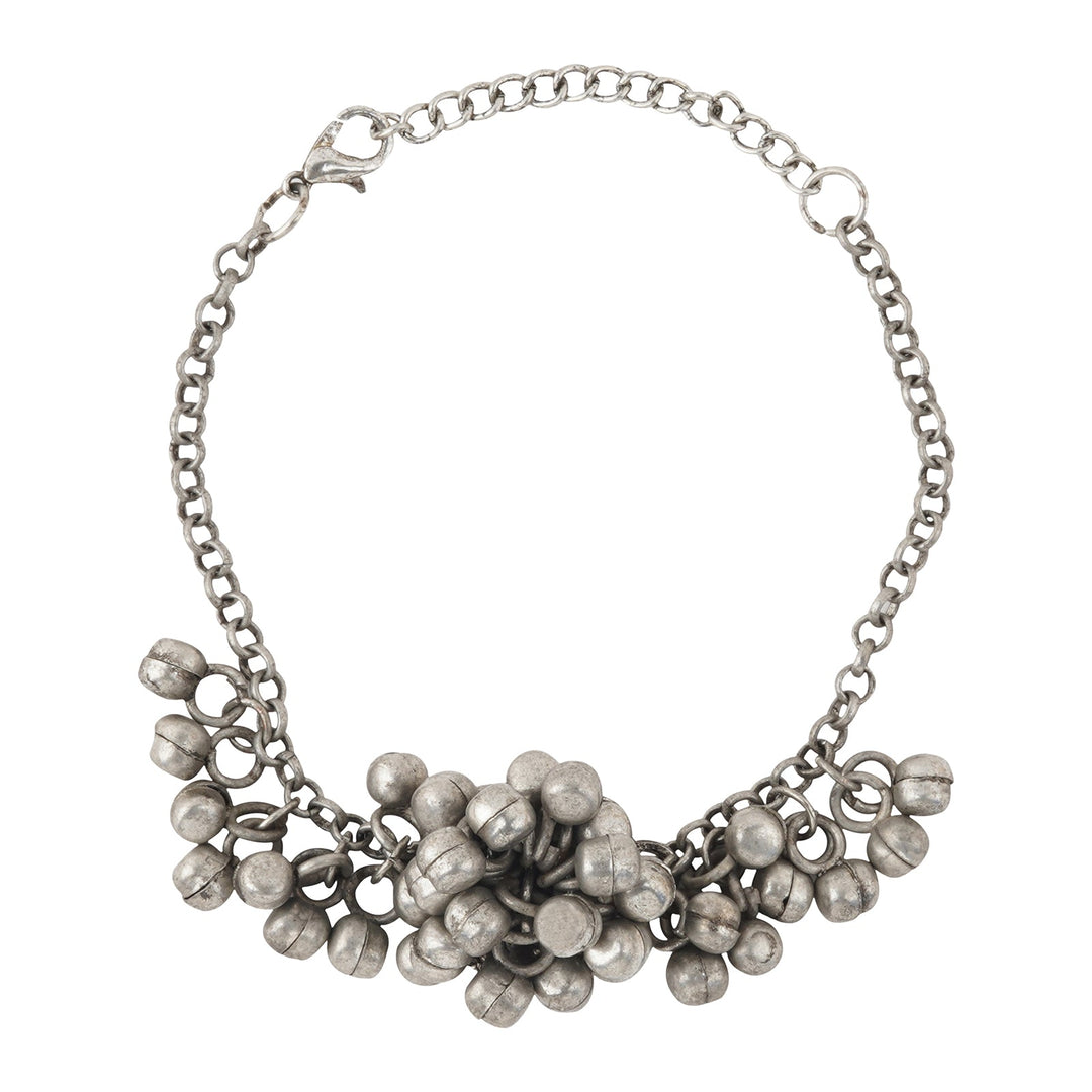 Teejh Aafrah Ghungroo Silver Oxidised Bracelet