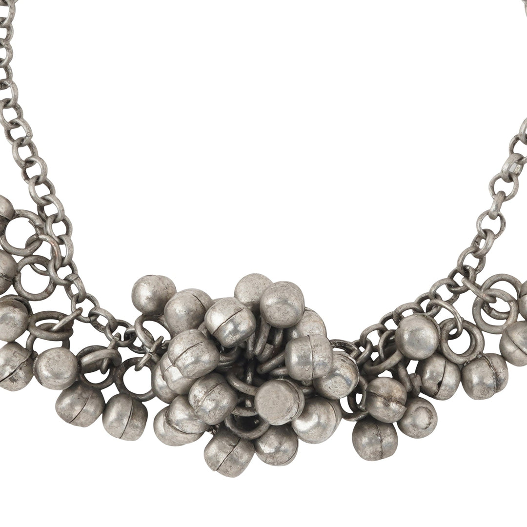 Teejh Aafrah Ghungroo Silver Oxidised Bracelet