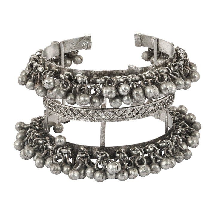 Teejh Sajal Silver Oxidised Ghungroo Bracelet